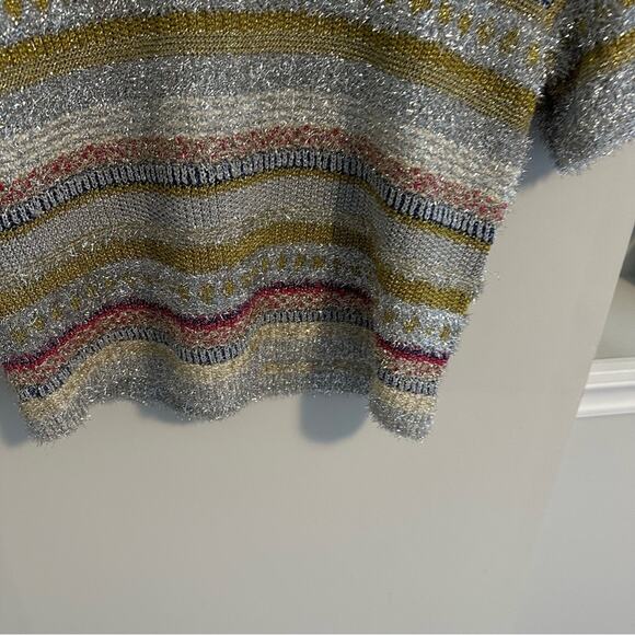 NWT Molly Goddard Silver Gold Metallic Knit Short Sleeve Sweater Top Medium - Picture 10 of 16